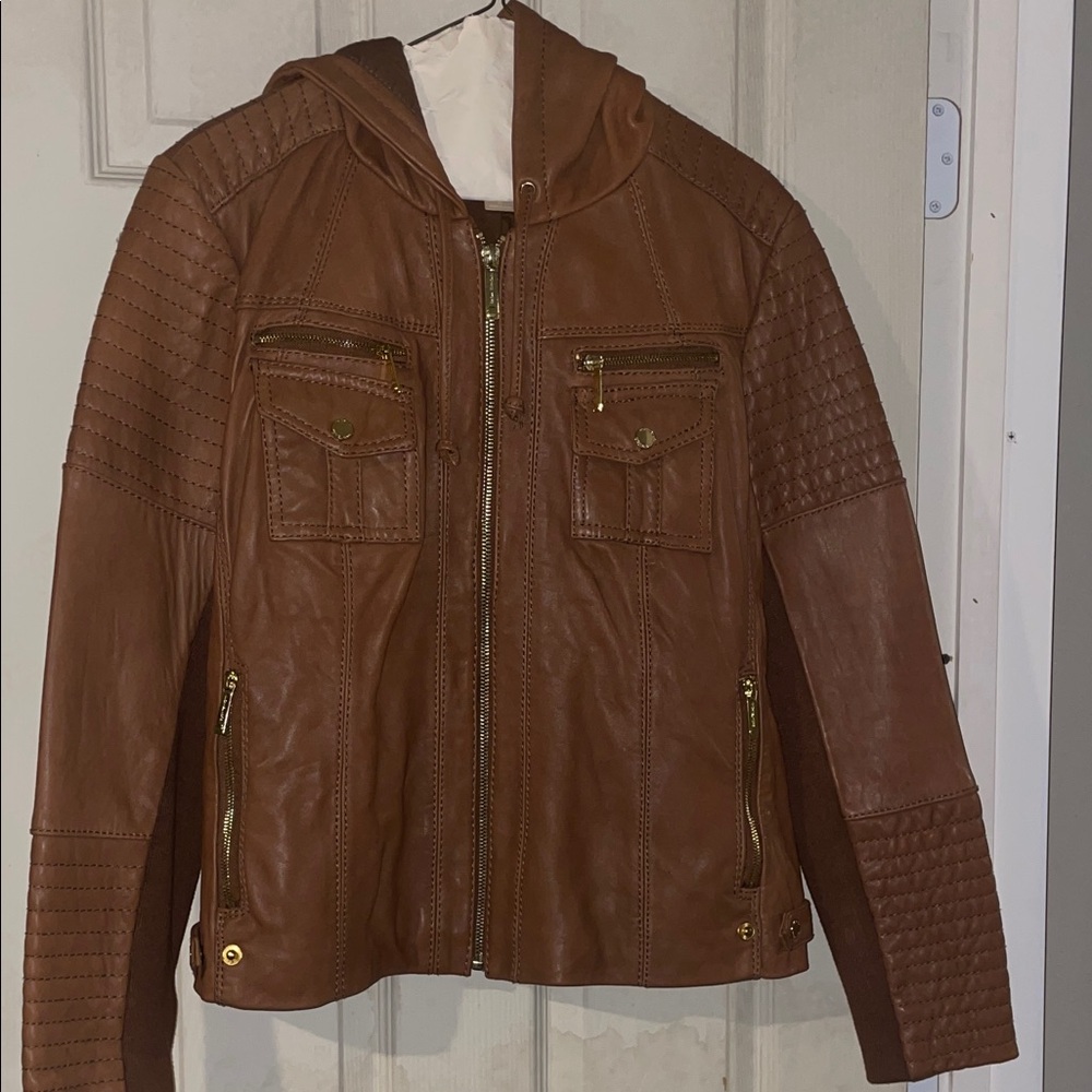 Michael Kors Brown Leather Jacket